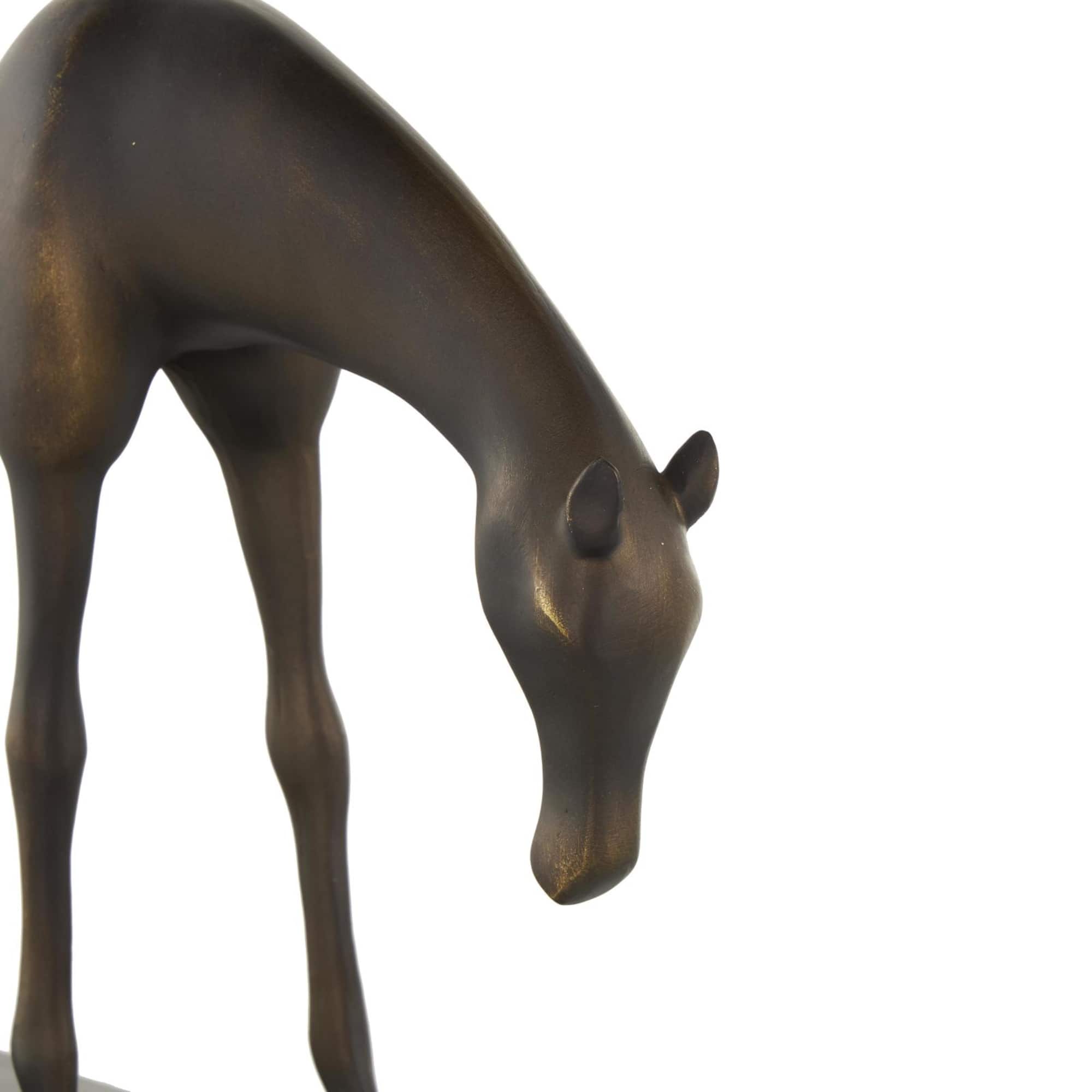 11.5" Bronze & Brushed Gold Polystone Horse Sculpture with Black Oval Base